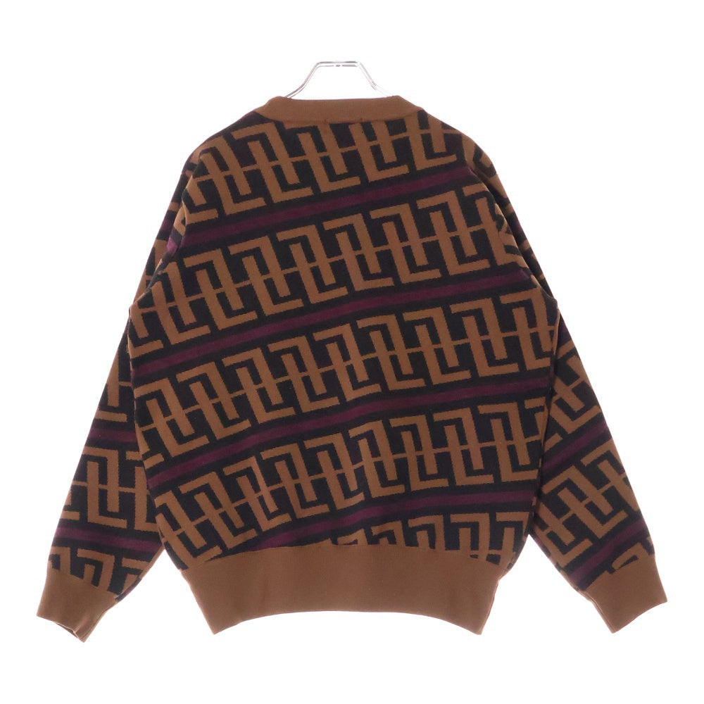 Lui's(ルイス) 18AW 幾何学柄ジャガードニット セーター ブラウン LUZ2082405A0013