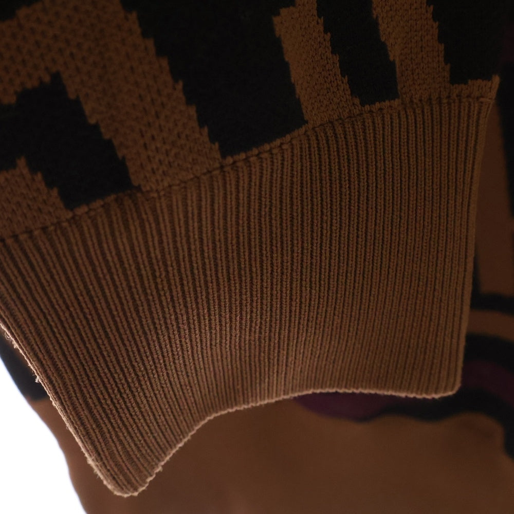 Lui's(ルイス) 18AW 幾何学柄ジャガードニット セーター ブラウン LUZ2082405A0013