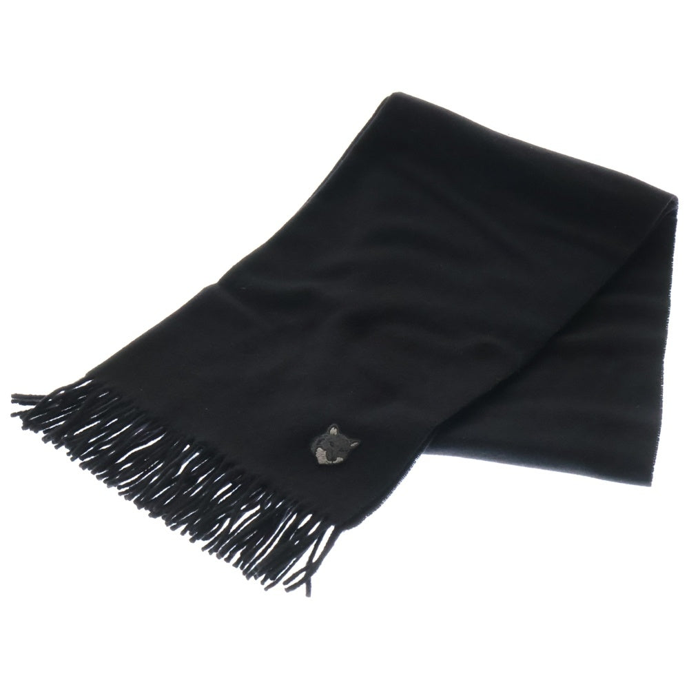 MAISON KITSUNE(メゾンキツネ) BOLD FOX HEAD SCARF MM06201BT3004 フォックス パッチ ウール マフラー ブラック