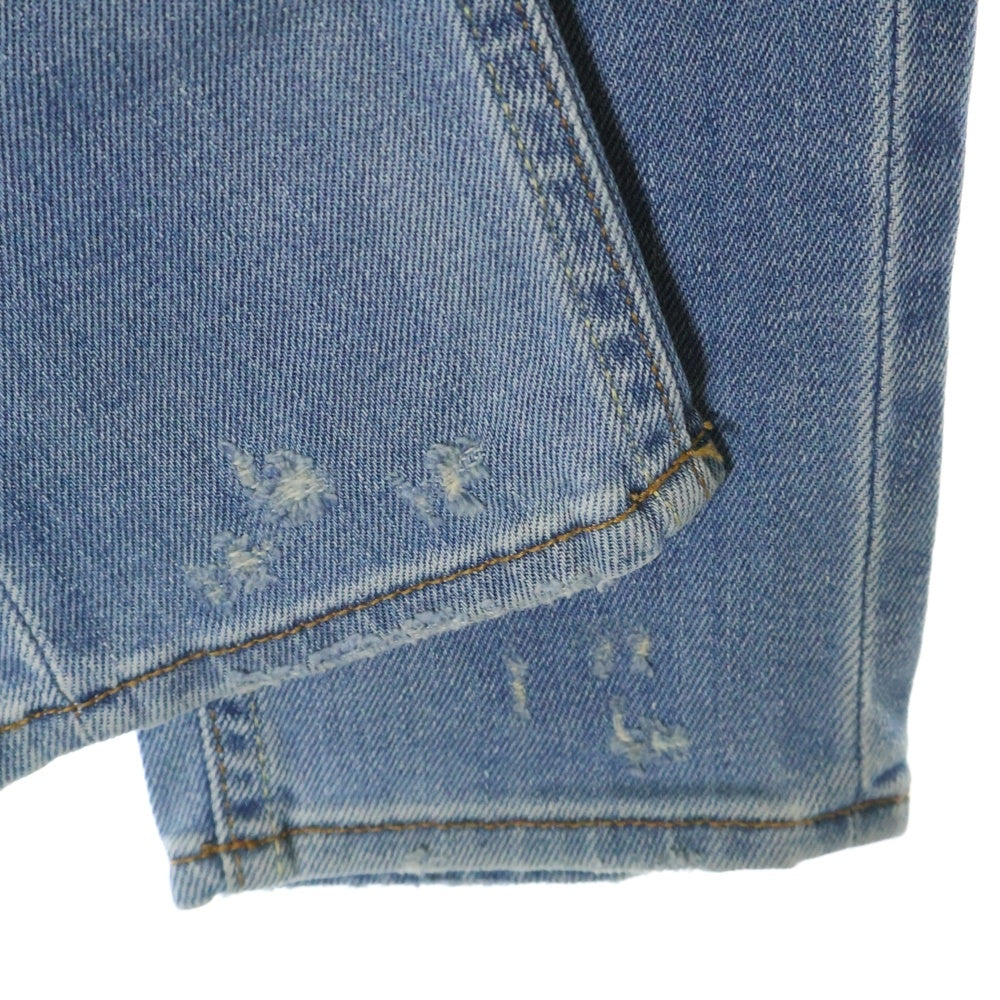 OFF-WHITE(オフホワイト) Slim Split Jeans バックバイアス刺繍デザイン スリムスプリット ダメージデニムパンツ ジーンズ インディゴ