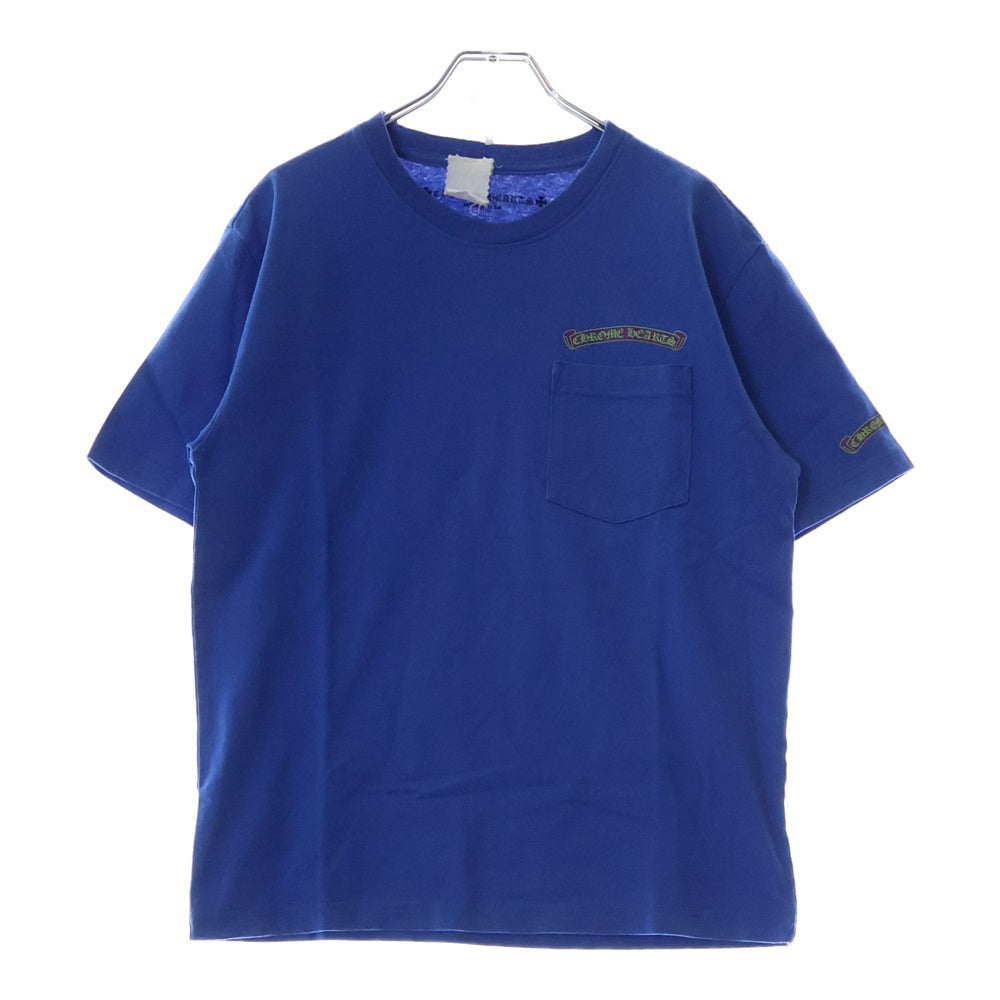 CHROME HEARTS(クロムハーツ) CH T-SHRT 1 バックスクロールロゴプリント クルーネック半袖Tシャツカットソー ブルー