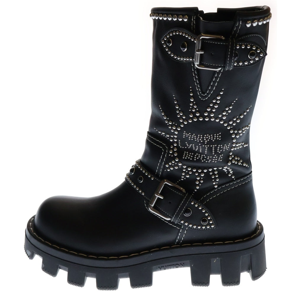 LOUIS VUITTON(ルイヴィトン) 24SS ENGINEER BOOTS チェッカーライン エンジニアブーツ レザー ブラック