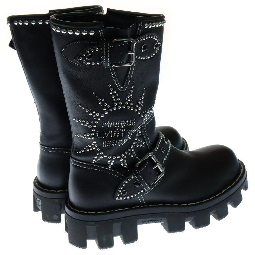 LOUIS VUITTON(ルイヴィトン) 24SS ENGINEER BOOTS チェッカーライン エンジニアブーツ レザー ブラック