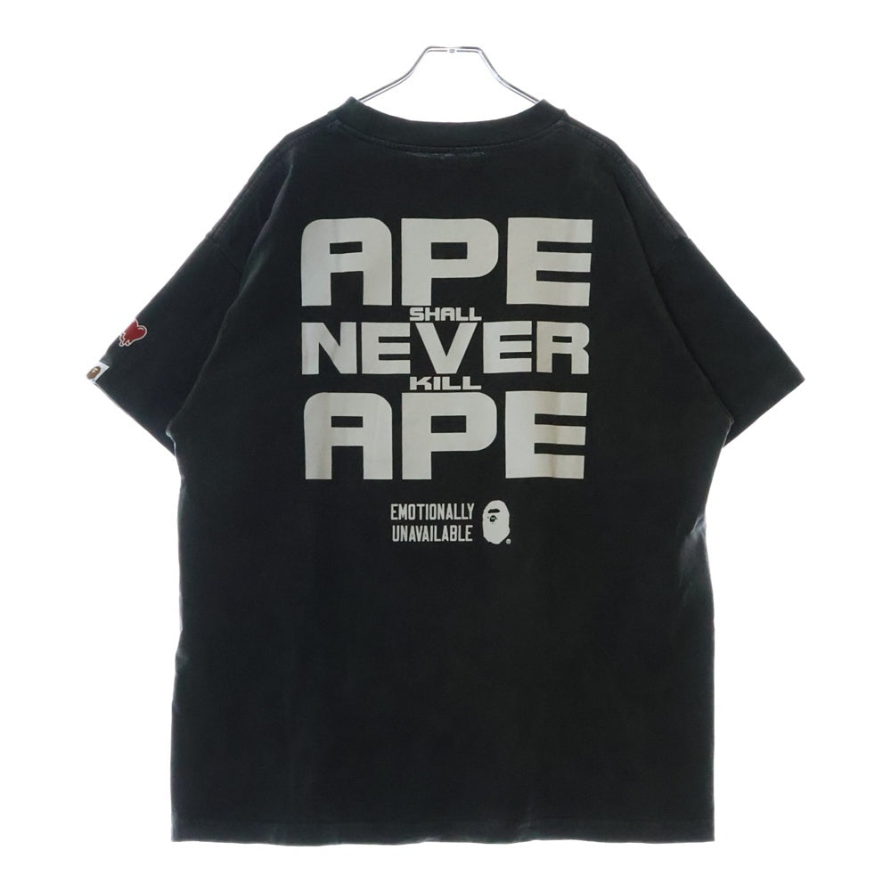Emotionally Unavailable(エモーショナリー アンアヴェイラブル) 25SS ×A BATHING APE EU BAPE FACE SS TEE EU-HR8-0000-C30 × アベイシングエイプ プリント クルーネック半袖Tシャツカットソー グレー
