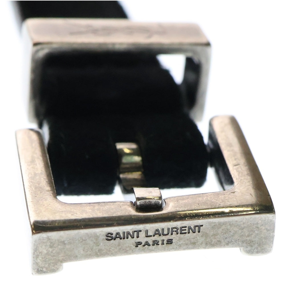 SAINT LAURENT PARIS(サンローランパリ) スクエアバックルレザーナローベルト GRZ467000 85 0517 ブラック