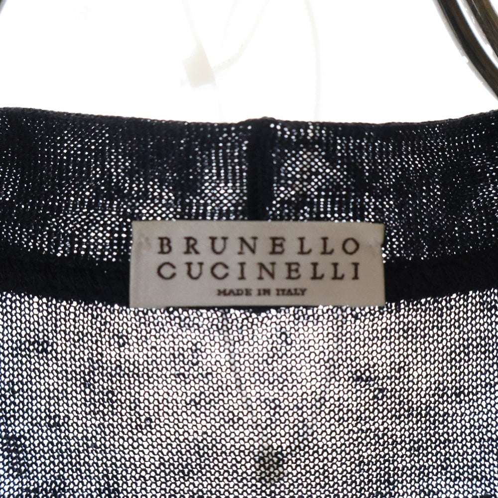 BRUNELLO CUCINELLI(ブルネロクチネリ) ビジュー装飾 薄手 リネン カーディガン レディース ネイビー
