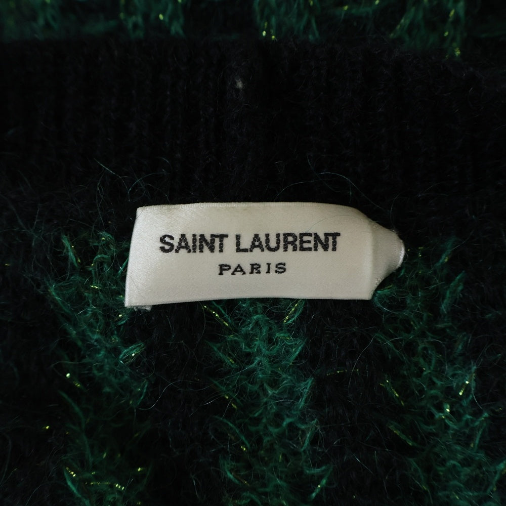 SAINT LAURENT PARIS(サンローランパリ) Mohair Knit Cardigan オーバーサイズ モヘアニットカーディガン グリーン/ブラック 645810