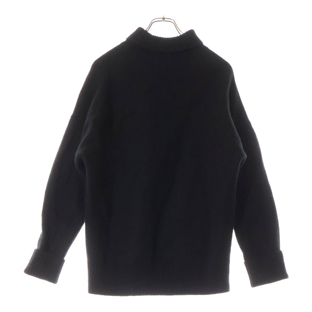 AMI Alexandre Mattiussi(アミアレクサンドルマテュッシ) Turtle Neck Heart Logo Wool Kinit Sweater BFUKS402.018 タートルネック ハートロゴ オーバーサイズ ウール ニットセーター ブラック