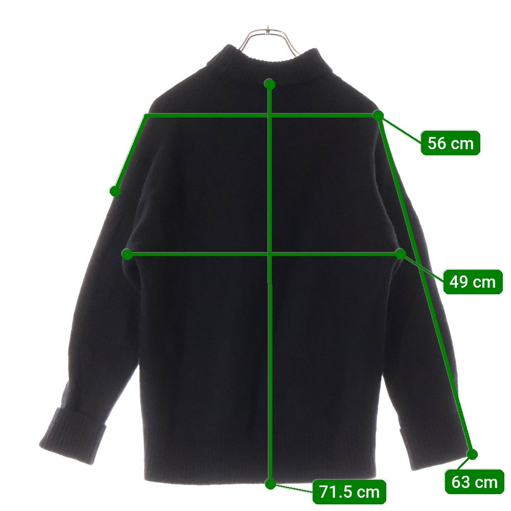 AMI Alexandre Mattiussi(アミアレクサンドルマテュッシ) Turtle Neck Heart Logo Wool Kinit Sweater BFUKS402.018 タートルネック ハートロゴ オーバーサイズ ウール ニットセーター ブラック