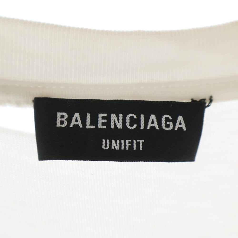 BALENCIAGA(バレンシアガ) 21SS デストロイ加工 ロゴプリント 半袖Tシャツ カットソー ホワイト 651795 TKVB8