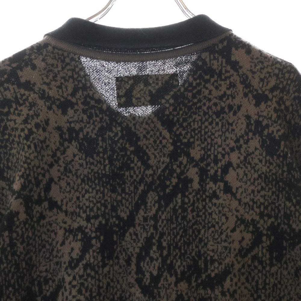 WACKO MARIA(ワコマリア) 22AW PYTHON KINT POLO SHIRT 22FW-WMK-KN20 パイソン柄 長袖ポロシャツ ブラウン