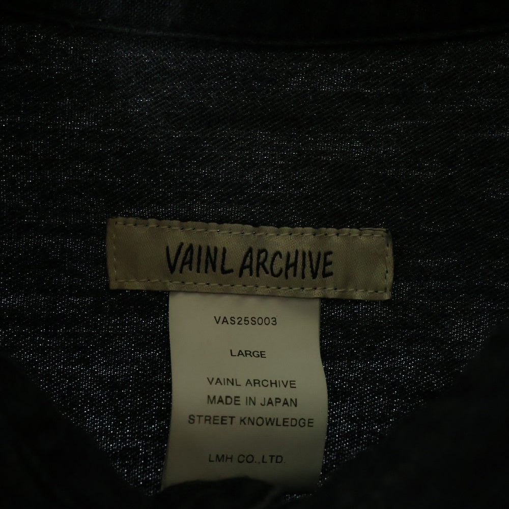 VAINL ARCHIVE(バイナルアーカイブ) 25SS ND-SH コットンデニム長袖シャツ ブラック VAS25S003