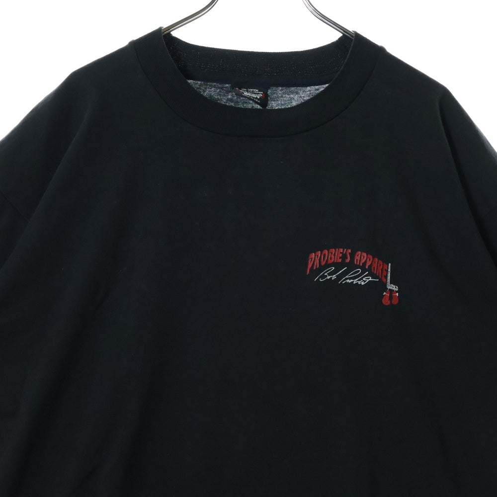 VINTAGE(ヴィンテージ) 90s GIVE BLOOD FIGHT PROBIE SCREEN STARSタグ 両面プリント クルーネック半袖Tシャツカットソー ブラック