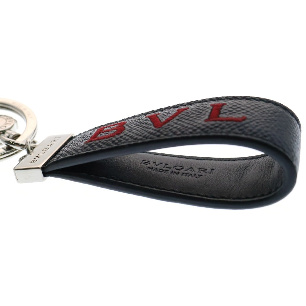 BVLGARI(ブルガリ) ブルガリ・ブルガリ マン カーフレザー キーリング ブラック/シルバー 290854