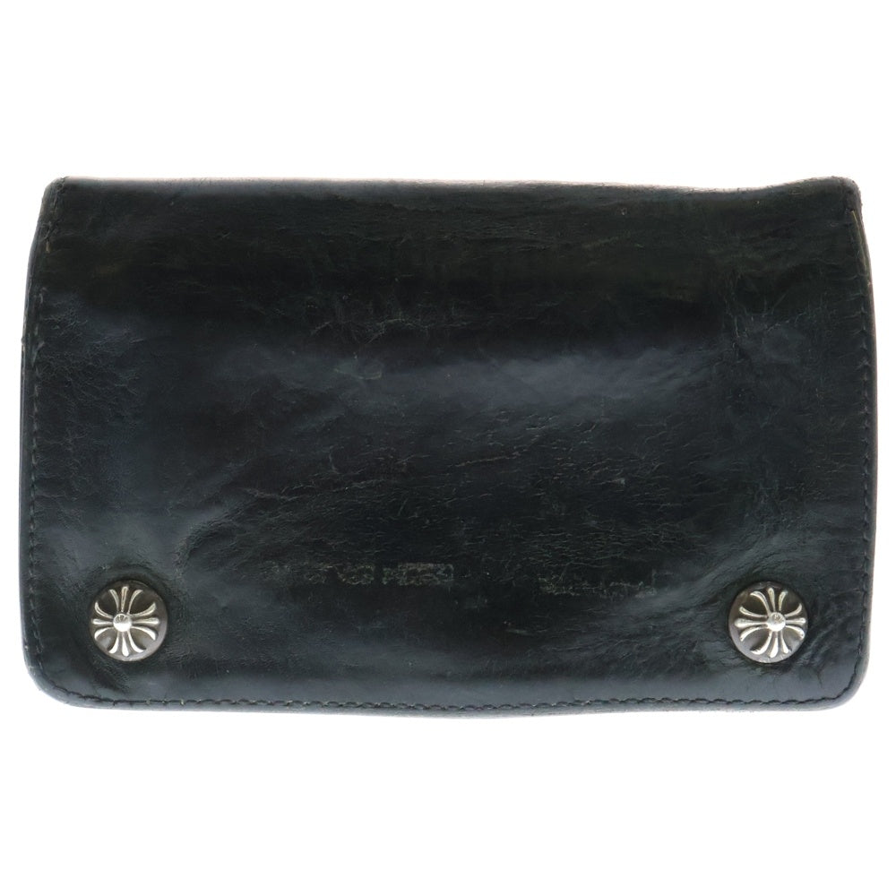 CHROME HEARTS(クロムハーツ) 1ZIP 1ジップ クロスボールボタン レザーウォレット 財布 ブラック BCA362
