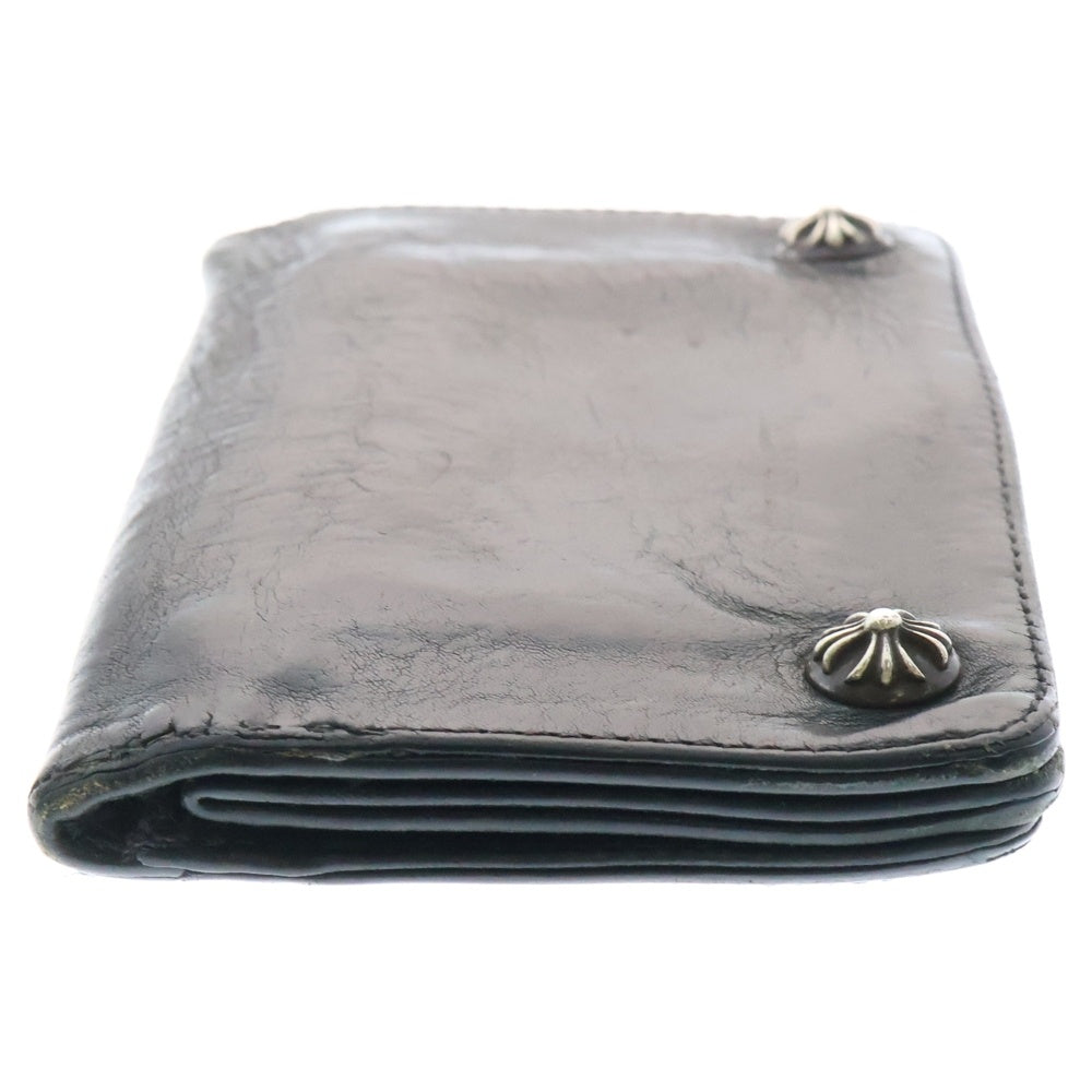 CHROME HEARTS(クロムハーツ) 1ZIP 1ジップ クロスボールボタン レザーウォレット 財布 ブラック BCA362
