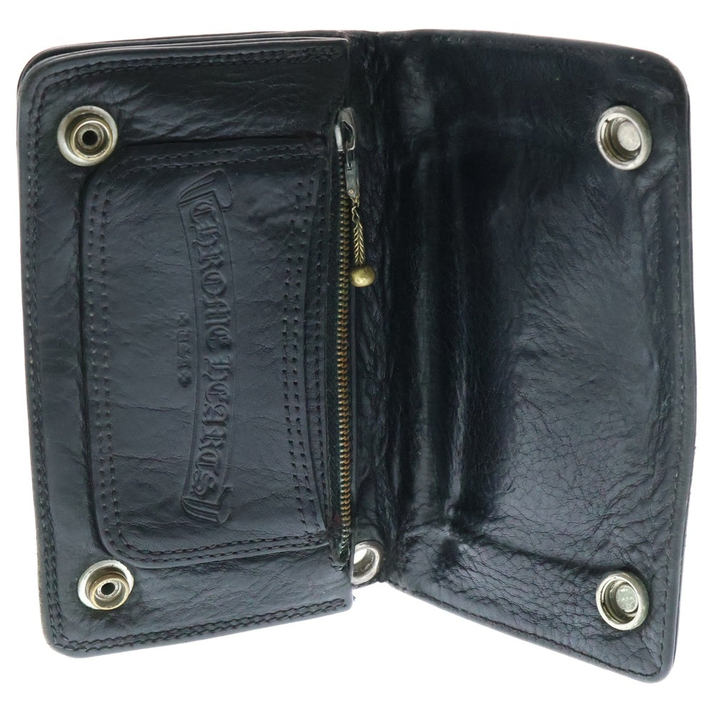 CHROME HEARTS(クロムハーツ) 1ZIP 1ジップ クロスボールボタン レザーウォレット 財布 ブラック BCA362