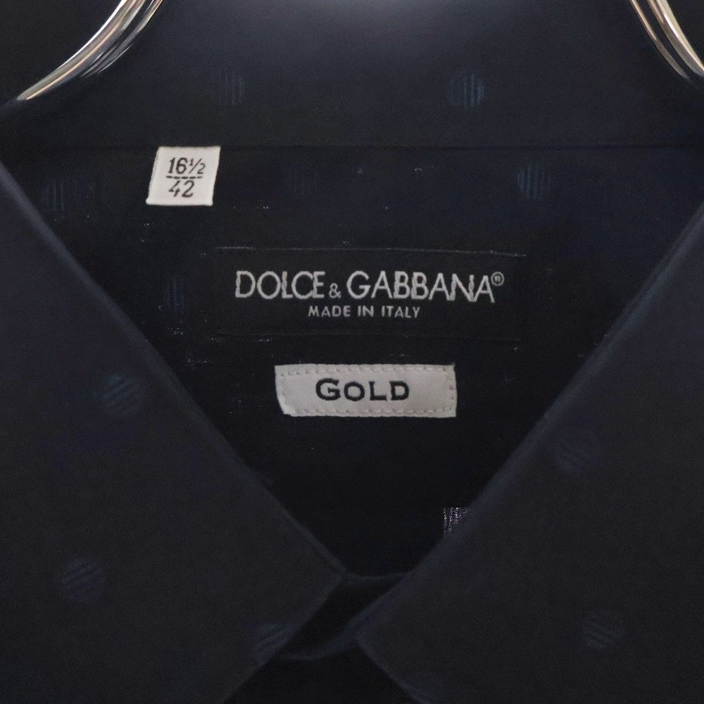 DOLCE & GABBANA(ドルチェアンドガッバーナ) ドットデザインコットン長袖シャツ ネイビー G5439T FJ5BR