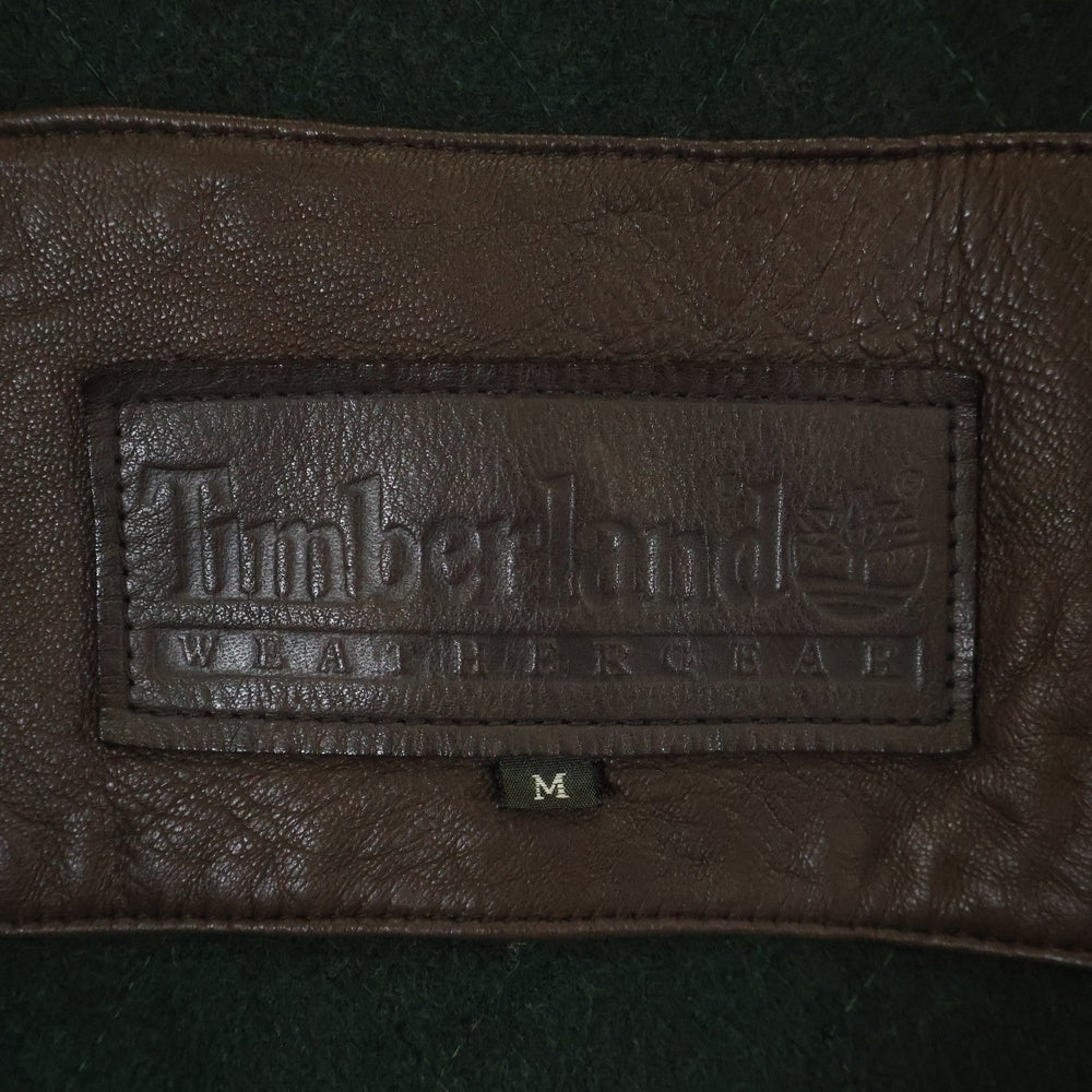 Timberland(ティンバーランド) 襟元ボアデザイン フロントジップアップ レザージャケット ブラウン