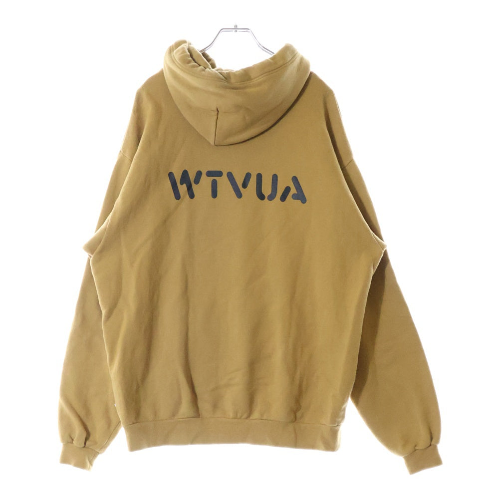 WTAPS(ダブルタップス) 21AW SPOT BOB SCREEN HOODED ロゴプリントプルオーバースウェットパーカー フーディー ベージュ 212ATDT-HP04S