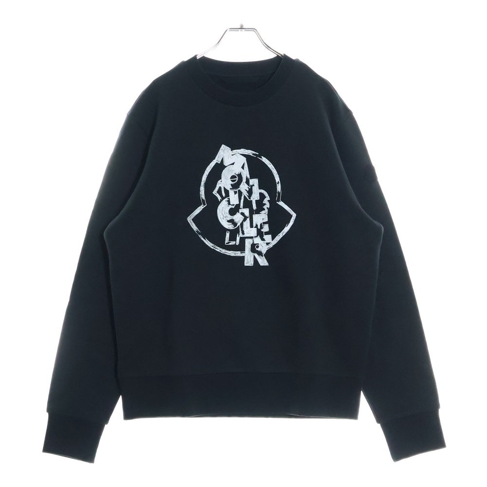 MONCLER(モンクレール) SWEATSHIRT フロントロゴプリントスウェットトレーナー ブラック J20918G00079