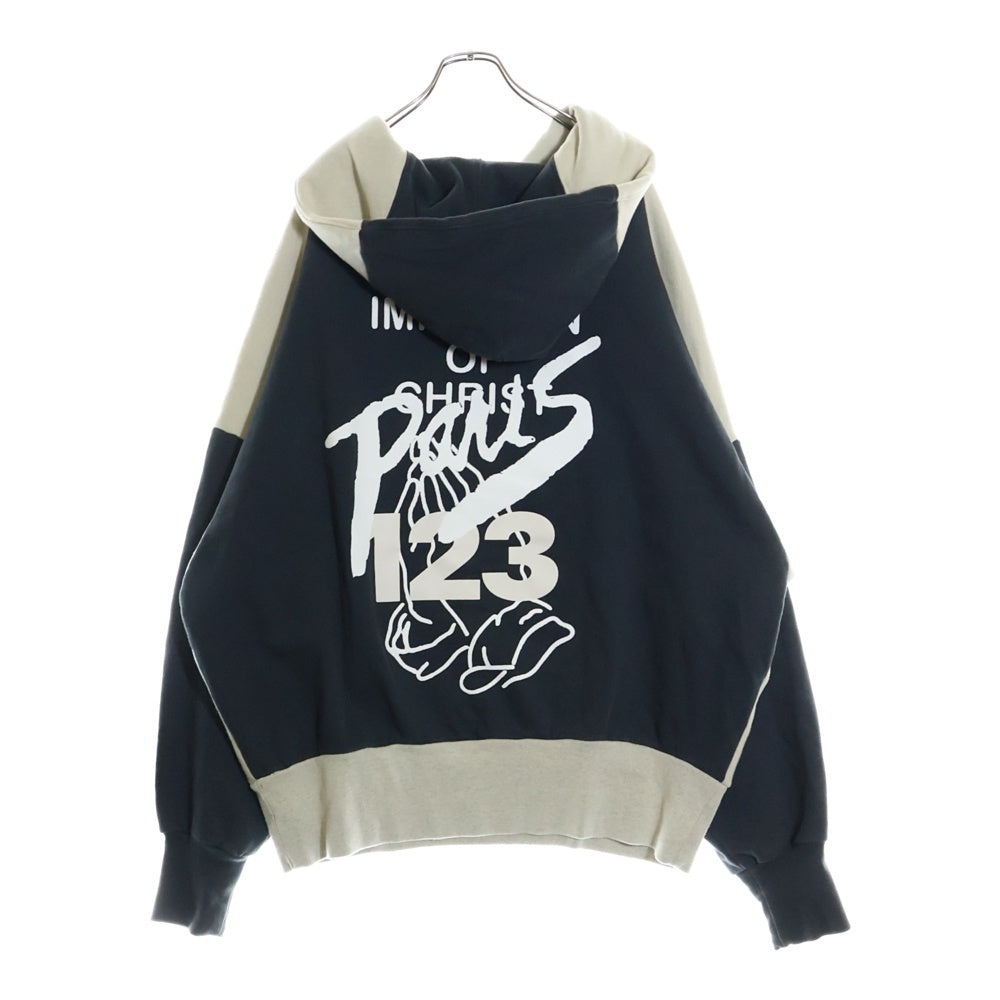 RIVINGTON roi Rebis(リヴィントンロイレビス ) CVA IMITATION OF PARIS HOODIE ロゴ刺繍プルオーバースウェットパーカー フーディー アイボリー/ブラック