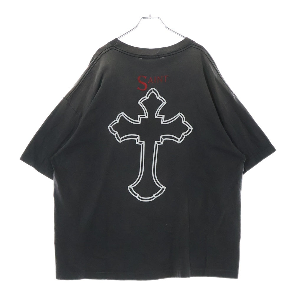 SAINT MICHAEL(セントマイケル) 25SS 2PAC 2PC_SS TEE 2パック フォトプリント ヴィンテージ加工 半袖Tシャツ 半袖カットソー ブラック SM-HR8-0000-C14