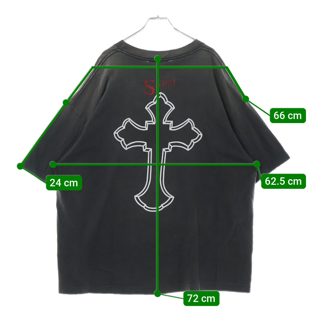 SAINT MICHAEL(セントマイケル) 25SS 2PAC 2PC_SS TEE 2パック フォトプリント ヴィンテージ加工 半袖Tシャツ 半袖カットソー ブラック SM-HR8-0000-C14