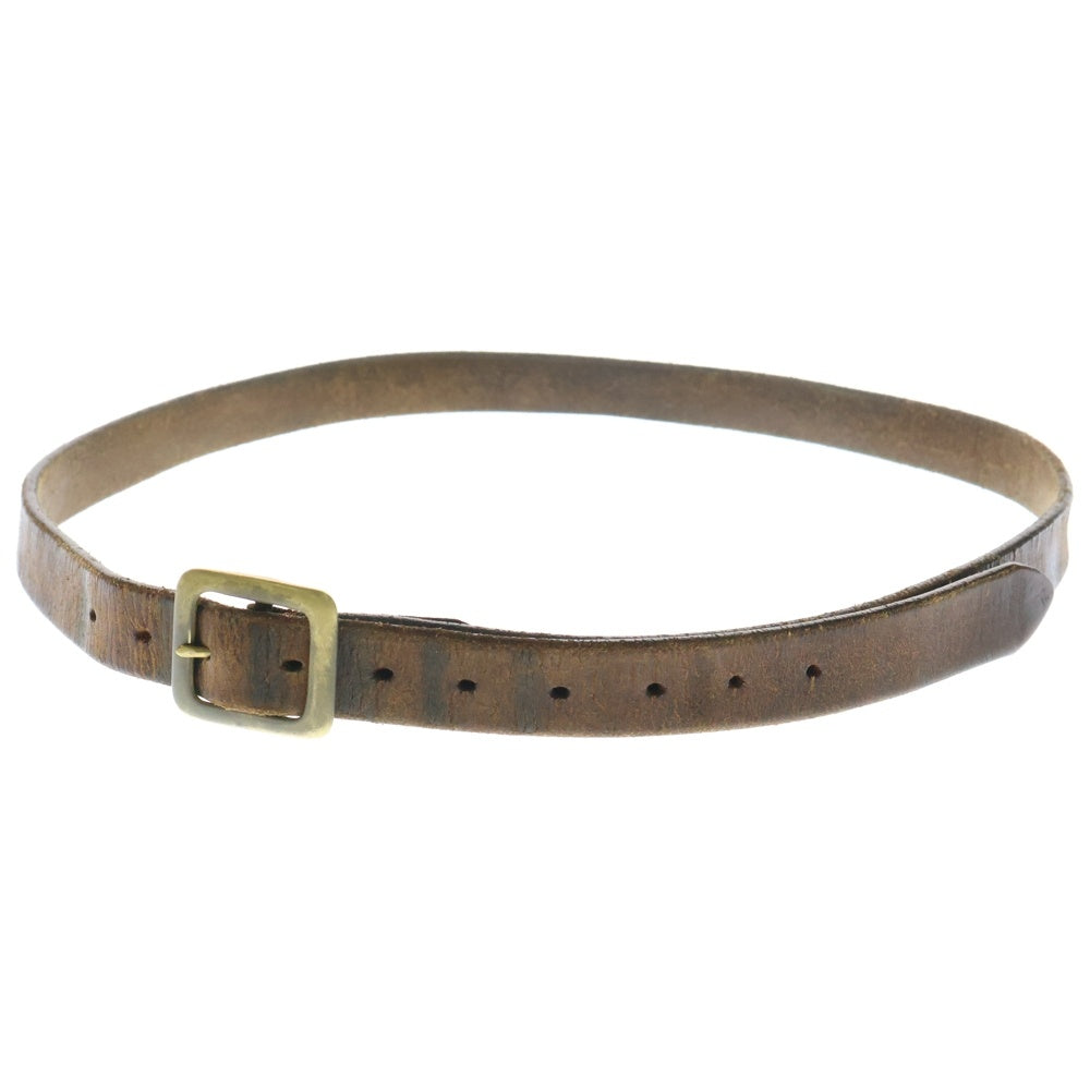 TENDERLOIN(テンダーロイン) Leather Narrow Belt レザー ナロー ベルト ブラウン/ゴールド