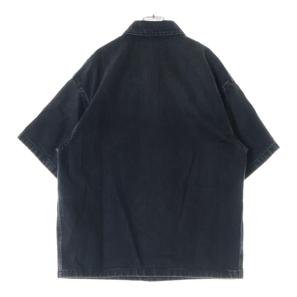 PRADA(プラダ) Denim Short Sleeve Shirt トライアングルロゴ 半袖デニムシャツ ブラック GEC067 S212 12K8