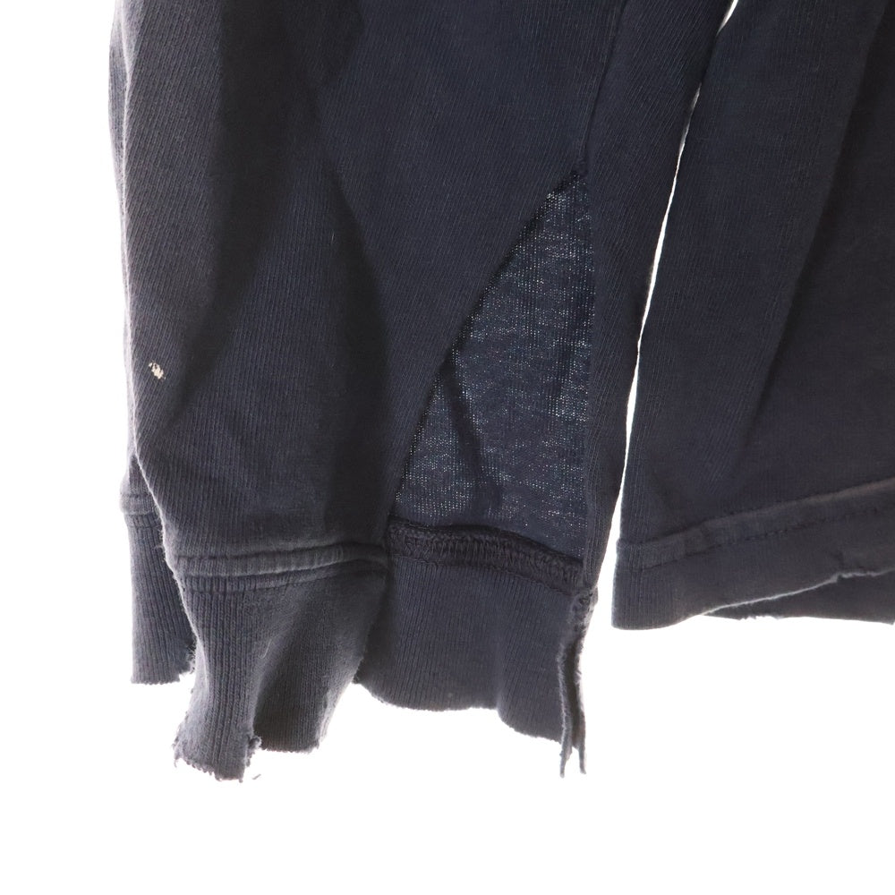 Maison Margiela(メゾンマルジェラ) 24SS L/S T-SHIRTS ヴィンテージ加工長袖カットソー 長袖Tシャツ ロングスリーブカットソー ロンT ダメージ加工 ペイント加工 ネイビー S50GC0696