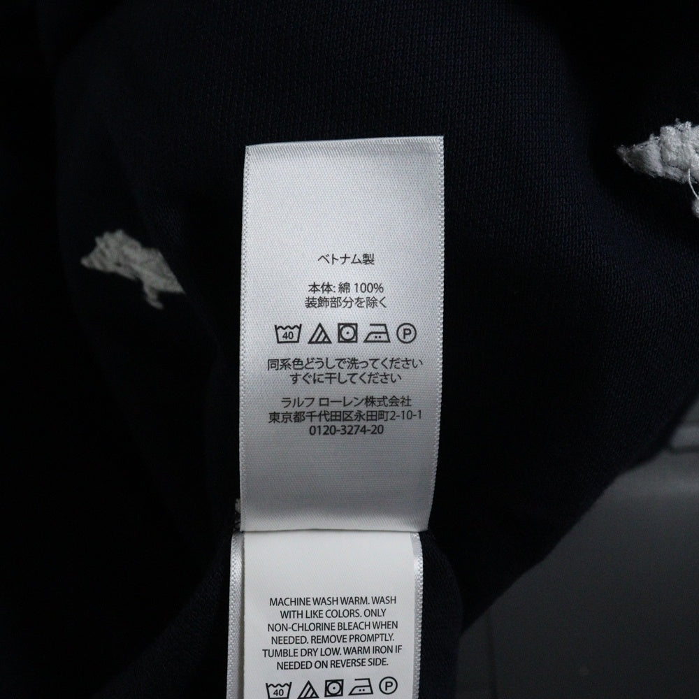 POLO RALPH LAUREN(ポロラルフローレン) CUSTOM SLIM FIT カスタムスリムフィット ポニー総柄刺繍半袖ポロシャツ ネイビー