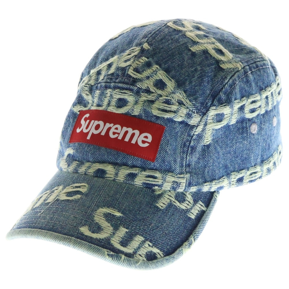 SUPREME(シュプリーム) 21SS Frayed Logos Denim Camp Cap フレイドロゴデニムキャップ 帽子 インディゴ