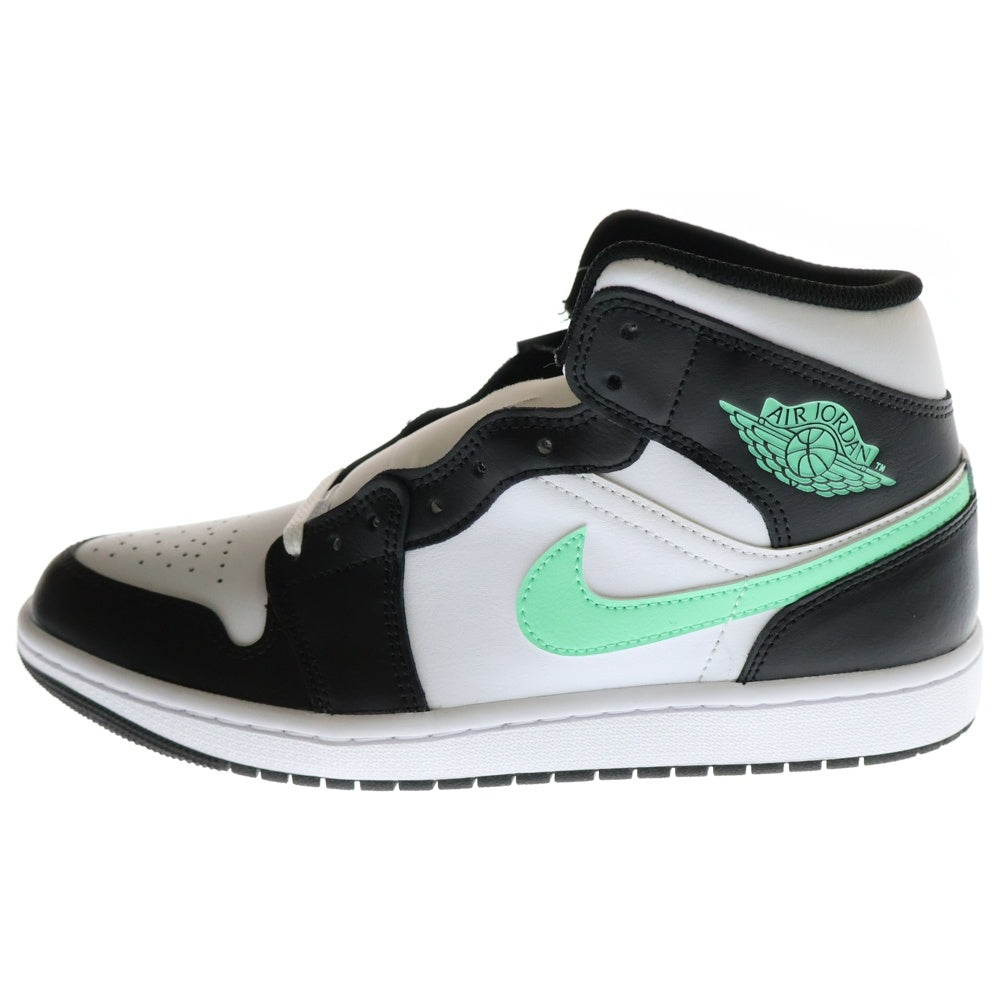 NIKE(ナイキ) AIR JORDAN 1 MID エアジョーダン1 ミッドカットスニーカー シューズ ブラック/ホワイト/ライトグリーン US9.5/27.5cm DQ8426-103