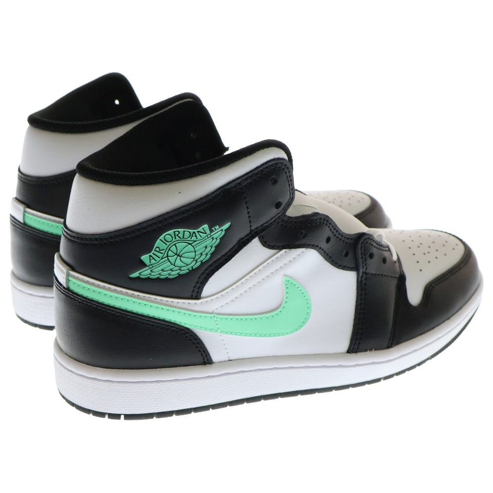 NIKE(ナイキ) AIR JORDAN 1 MID エアジョーダン1 ミッドカットスニーカー シューズ ブラック/ホワイト/ライトグリーン US9.5/27.5cm DQ8426-103
