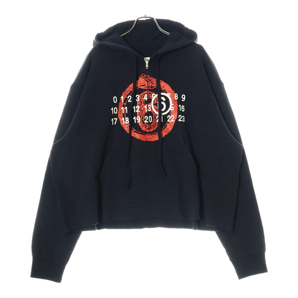 MM6 Maison Margiela(エムエムシックスメゾンマルジェラ) FELPA Year Of The Snake フェルパ フロントナンバーロゴプリント ジップアップパーカー フーディ ブラック S62GU0136 M25014