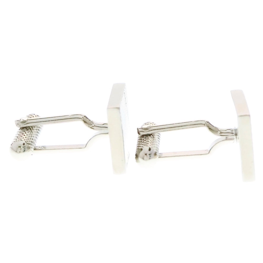Paul Smith(ポールスミス) ENGRAVING BRASS CUFFLINKS グレインチェック ストライプ ロゴ刻印スクエアボタン カフス カフリンクス