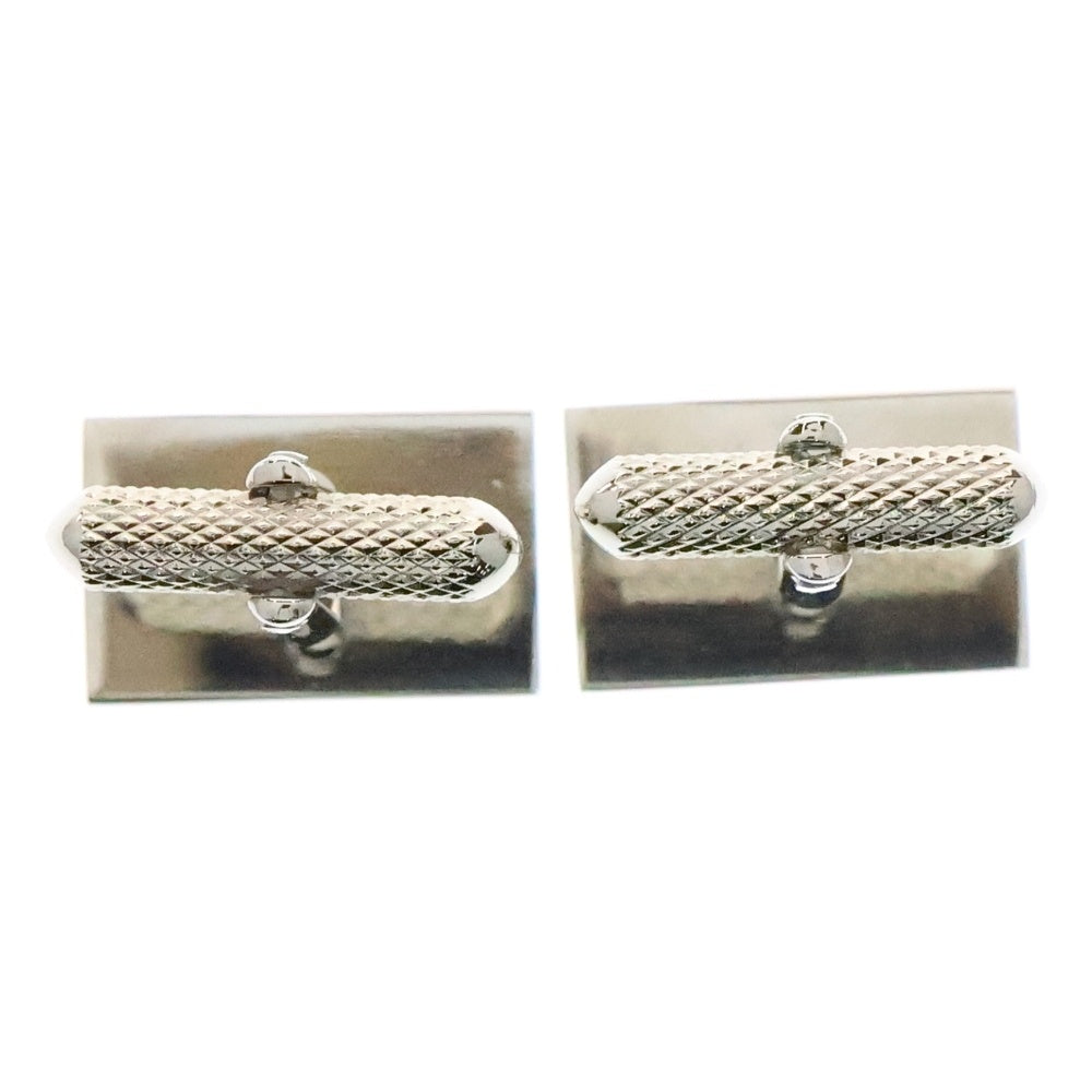 Paul Smith(ポールスミス) ENGRAVING BRASS CUFFLINKS グレインチェック ストライプ ロゴ刻印スクエアボタン カフス カフリンクス