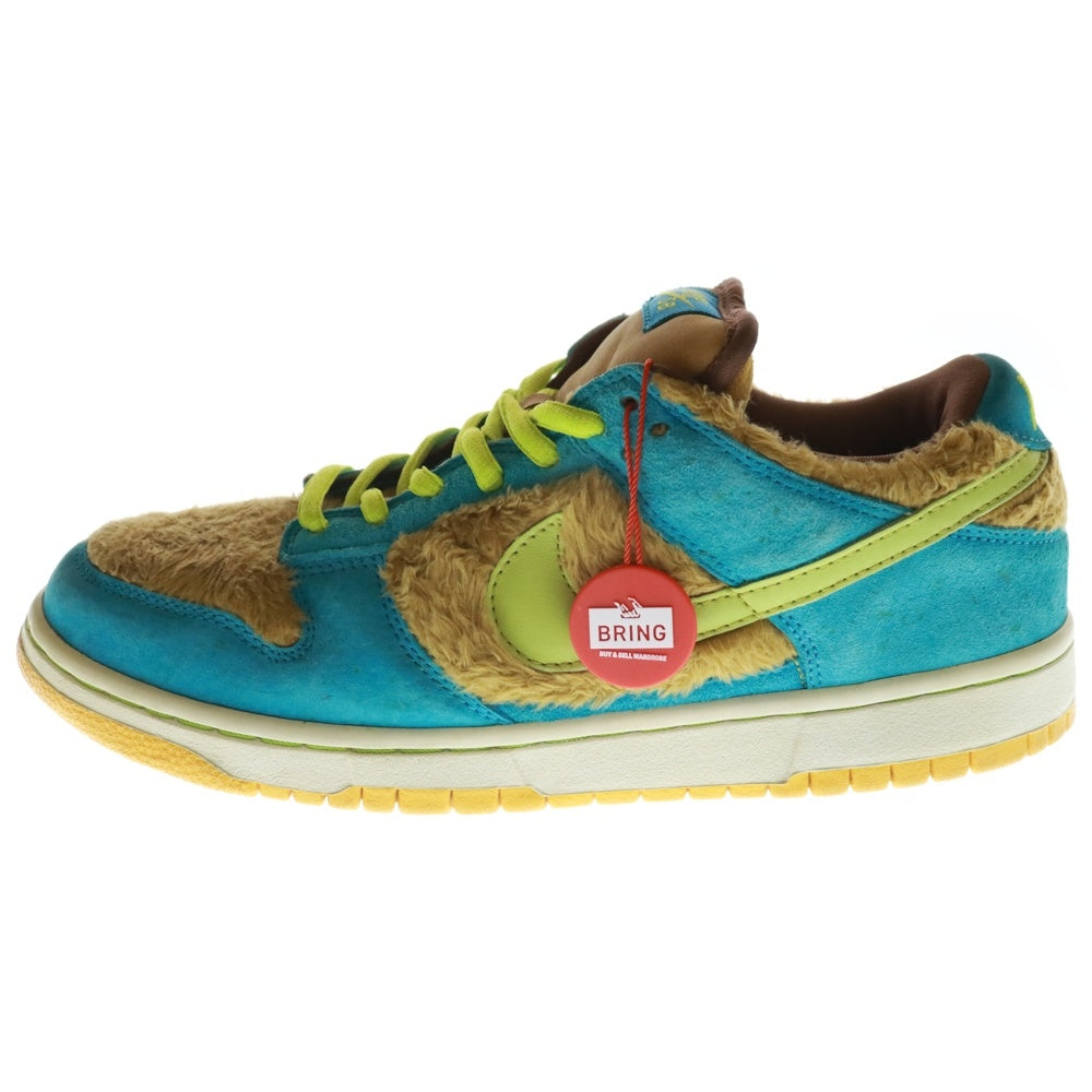 NIKE SB(ナイキエスビー) ×MEDICOM TOY DUNK LOW PREMIUM SB BABY BEAR 313170-731 ダンクロー ベビーベア ローカットスニーカー シューズ イエロー/ブルー US9/27cm