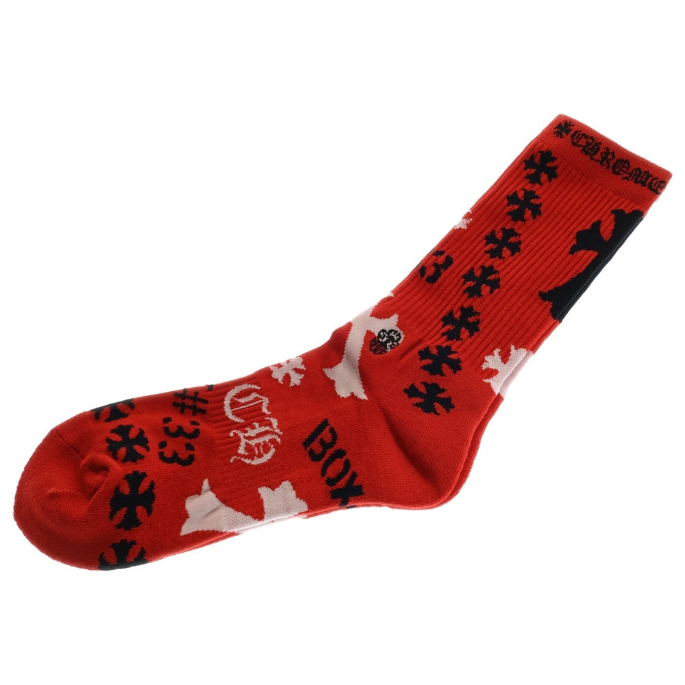 CHROME HEARTS(クロムハーツ) STENCIL SOCKS 総柄 ソックス 靴下 レッド