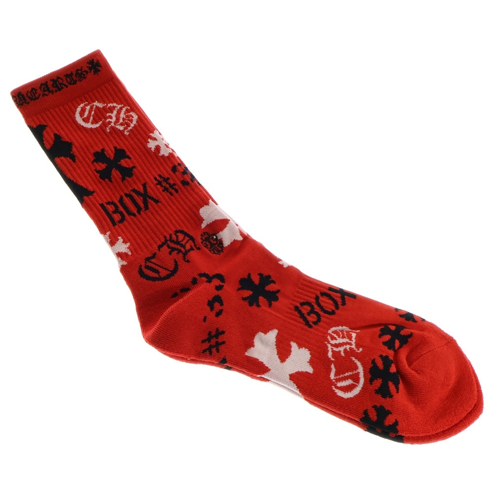 CHROME HEARTS(クロムハーツ) STENCIL SOCKS 総柄 ソックス 靴下 レッド