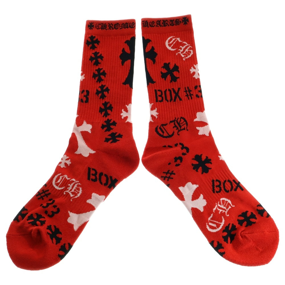 CHROME HEARTS(クロムハーツ) STENCIL SOCKS 総柄 ソックス 靴下 レッド