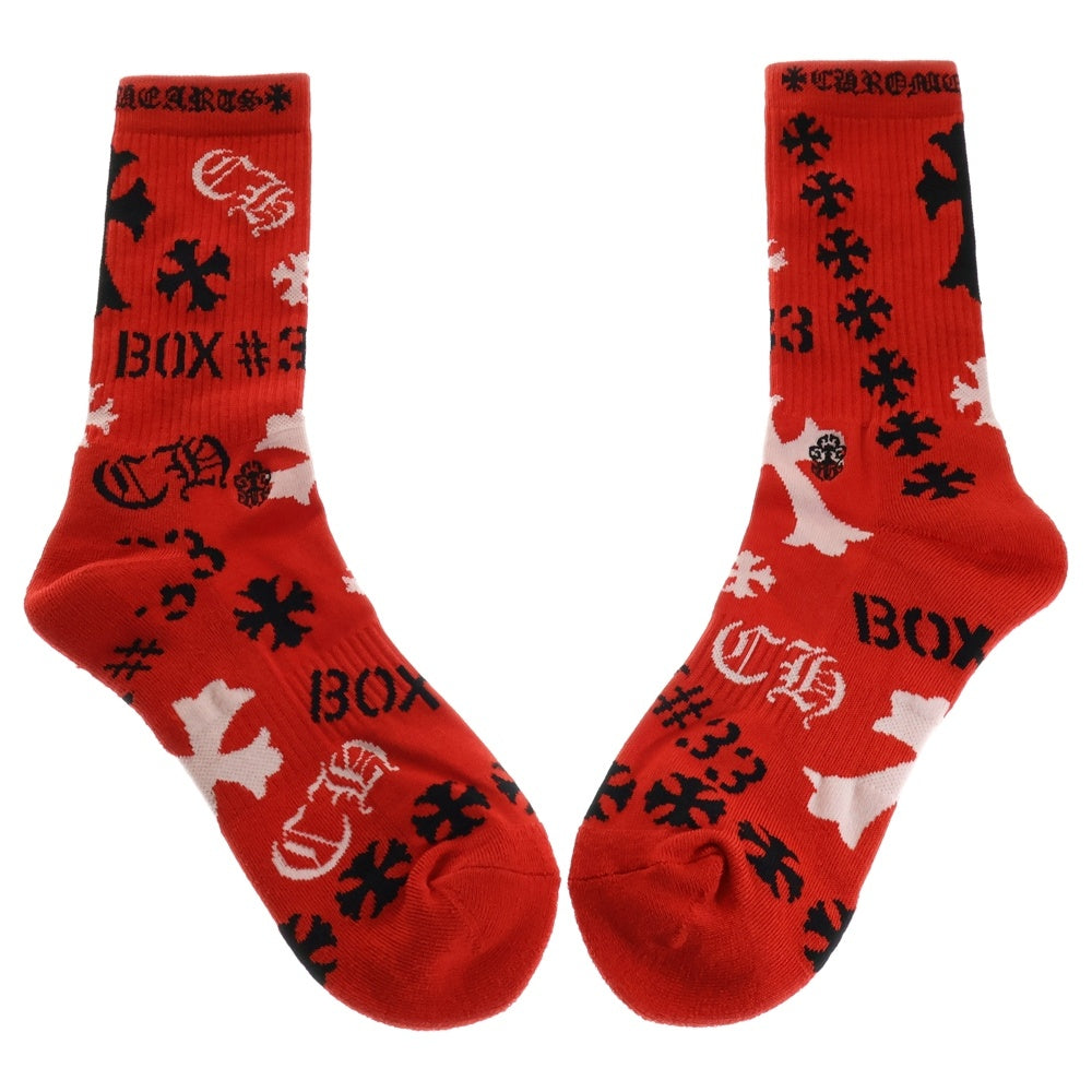 CHROME HEARTS(クロムハーツ) STENCIL SOCKS 総柄 ソックス 靴下 レッド