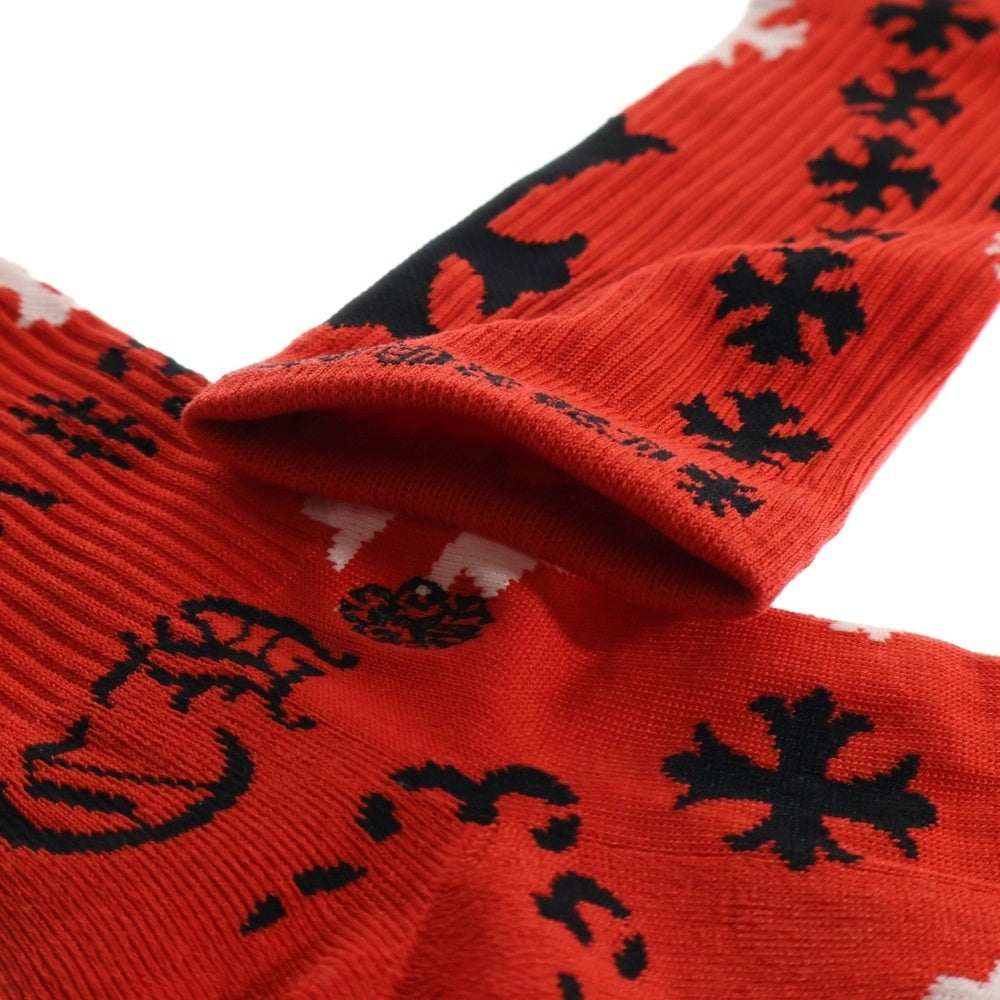 CHROME HEARTS(クロムハーツ) STENCIL SOCKS 総柄 ソックス 靴下 レッド