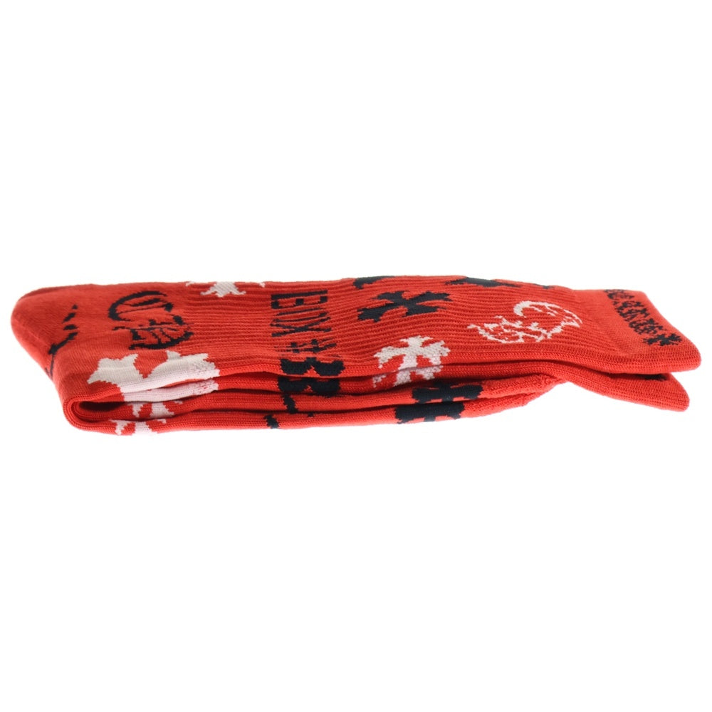 CHROME HEARTS(クロムハーツ) STENCIL SOCKS 総柄 ソックス 靴下 レッド