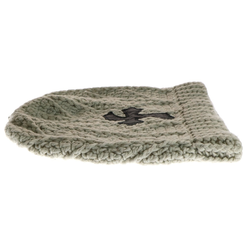CHROME HEARTS(クロムハーツ) BEANIE ASPEN カシミヤ ビーニー レザークロスパッチ クロスボールボタン ニットキャップ ベージュ