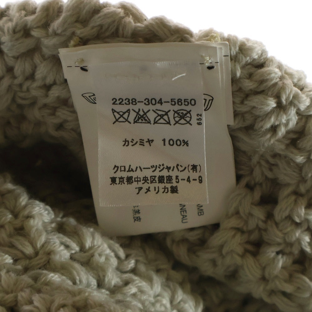 CHROME HEARTS(クロムハーツ) BEANIE ASPEN カシミヤ ビーニー レザークロスパッチ クロスボールボタン ニットキャップ ベージュ