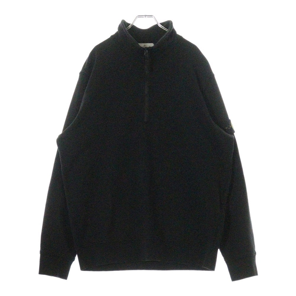 STONE ISLAND(ストーンアイランド) HALF ZIP SWEAT ハーフジップスウェットトレーナー 袖ロゴワッペン ブラック 801561951