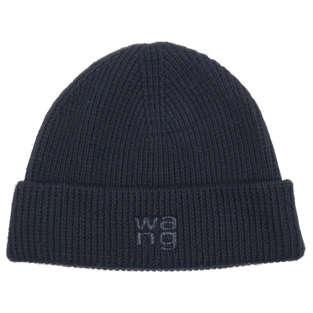 ALEXANDER WANG(アレキサンダーワン) DEBOSS BEANIE 4KC4239073 ロゴ刺繍ビーニー ニット帽 ブラック