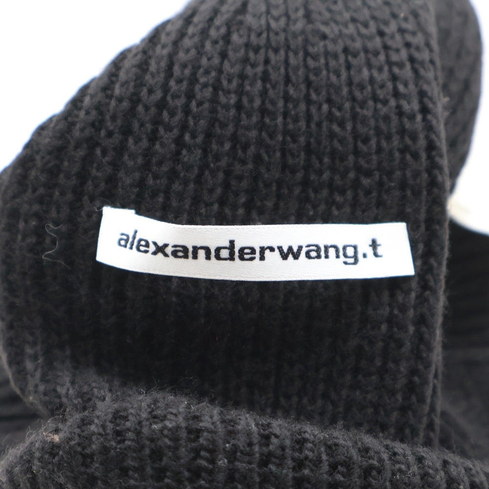 ALEXANDER WANG(アレキサンダーワン) DEBOSS BEANIE 4KC4239073 ロゴ刺繍ビーニー ニット帽 ブラック